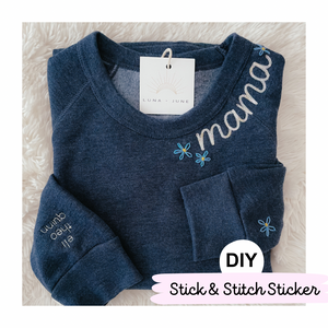 DIY MAMA Collar Embroidery *stick & stitch sticker*