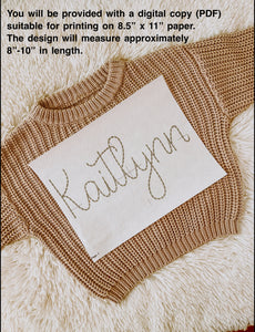DIY Hand Embroidery Kit : Bespoke Sweater *digital Name PDF*