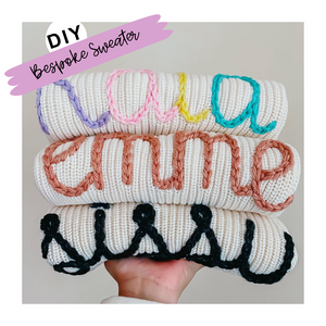 How to Embroider Chunky Knit Name Sweaters with Yarn