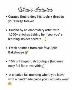 San Diego In-Person Hand Embroidery Workshop: October Sip & Stitch